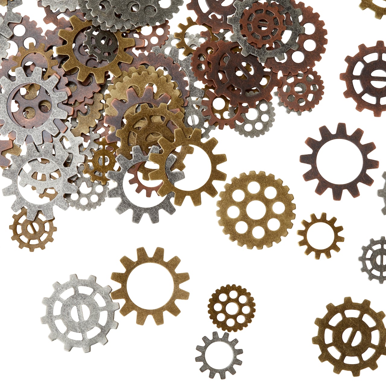 12 Packs: 90 ct. (1,080 total) Found Objects™ Antique Silver, Copper & Brass Gears by Bead Landing™